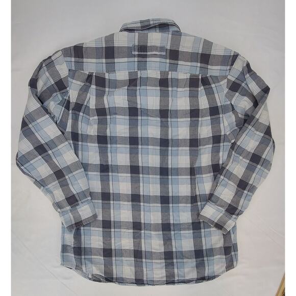 Duluth Trading Co. Mens Blue Gray Plaid Long Sleeve Button Down Flannel Shirt M - Picture 2 of 7